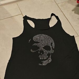 Black Tank Top with Skull Design